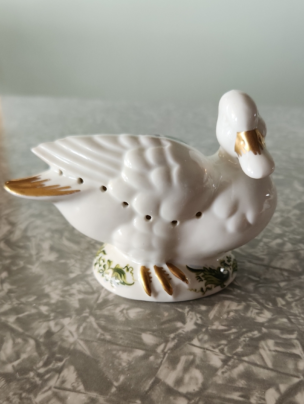Elizabeth Arden White and Gold Porcelain Duck Figurine
